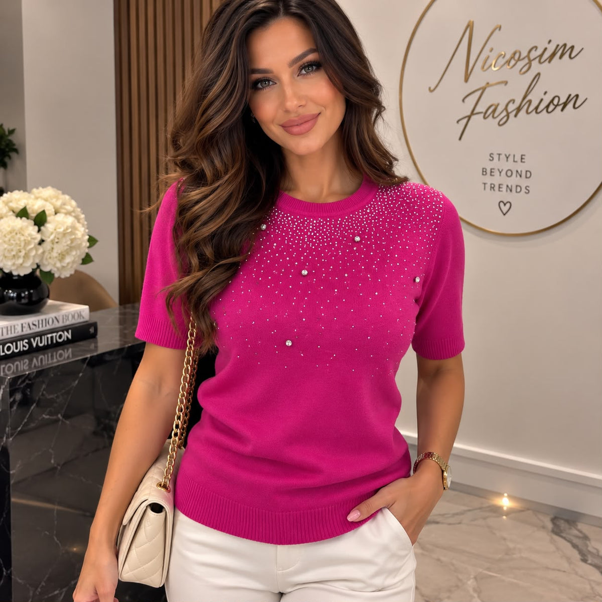 ✨ PULOVER DIN TRICOT CU STRASURI ✨
