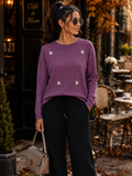 ✨ Pulover Elegant cu Detalii Florale și Perle