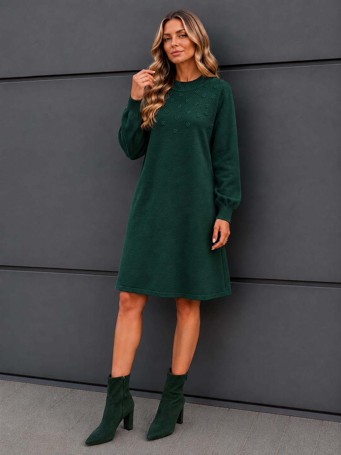 🤍 Rochie din tricot fin – model de toamnă