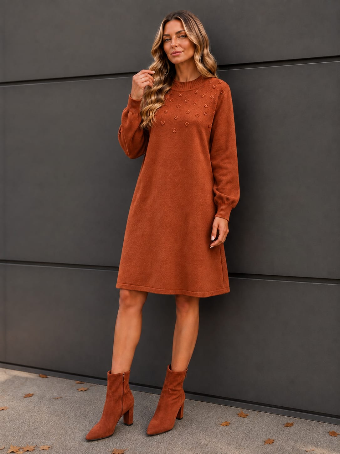 🤍 Rochie din tricot fin – model de toamnă