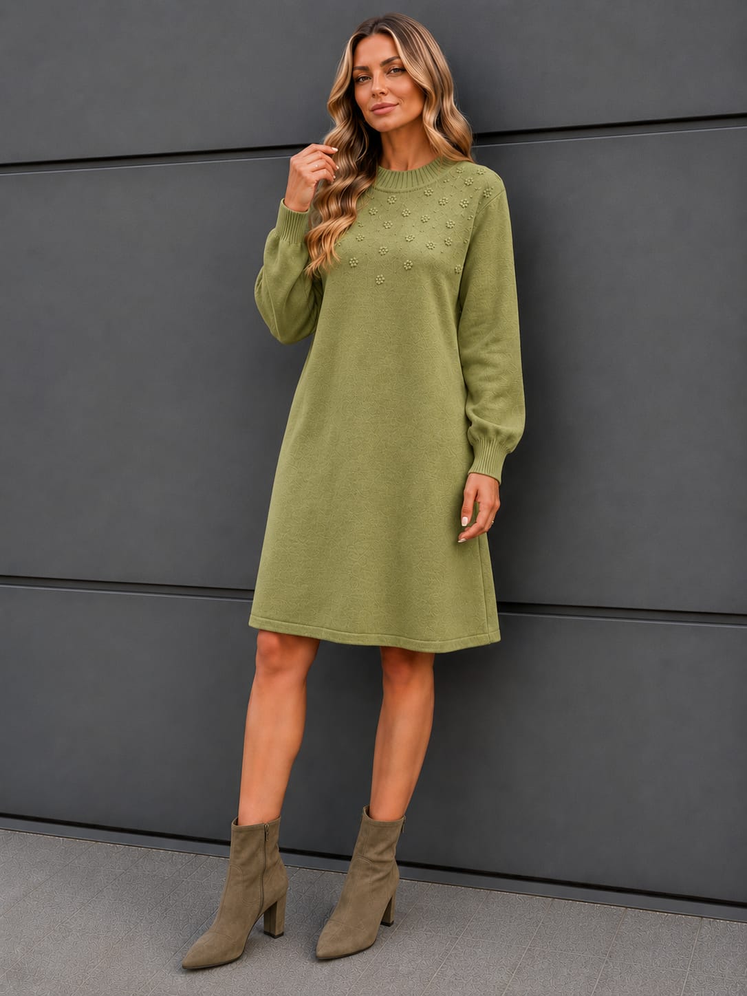 🤍 Rochie din tricot fin – model de toamnă