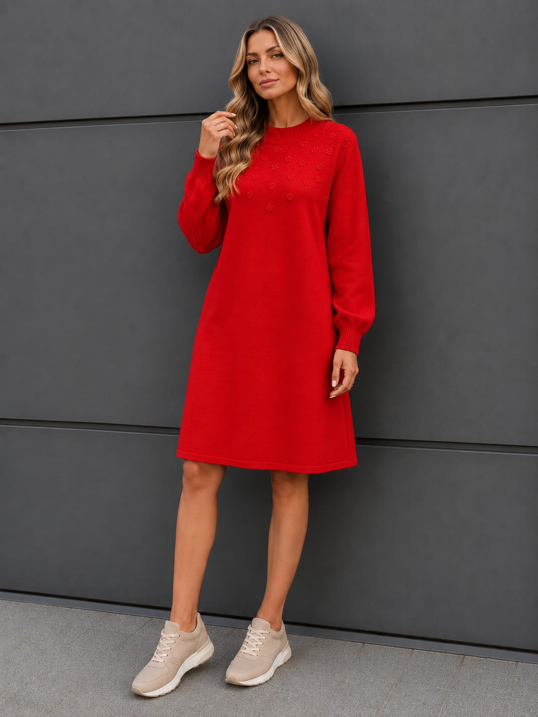 🤍 Rochie din tricot fin – model de toamnă