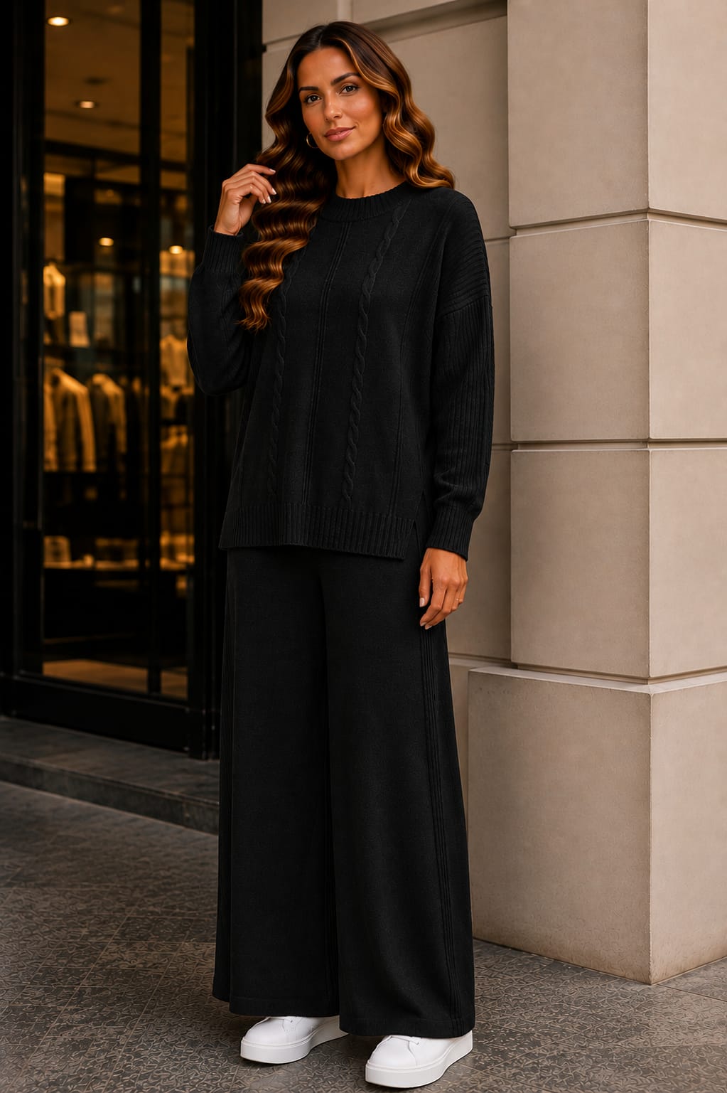 🤎Compleu Lorenza „Împletit Elegant” din tricot fin
