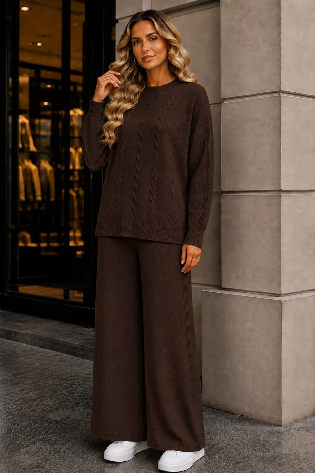 🤎Compleu Lorenza „Împletit Elegant” din tricot fin