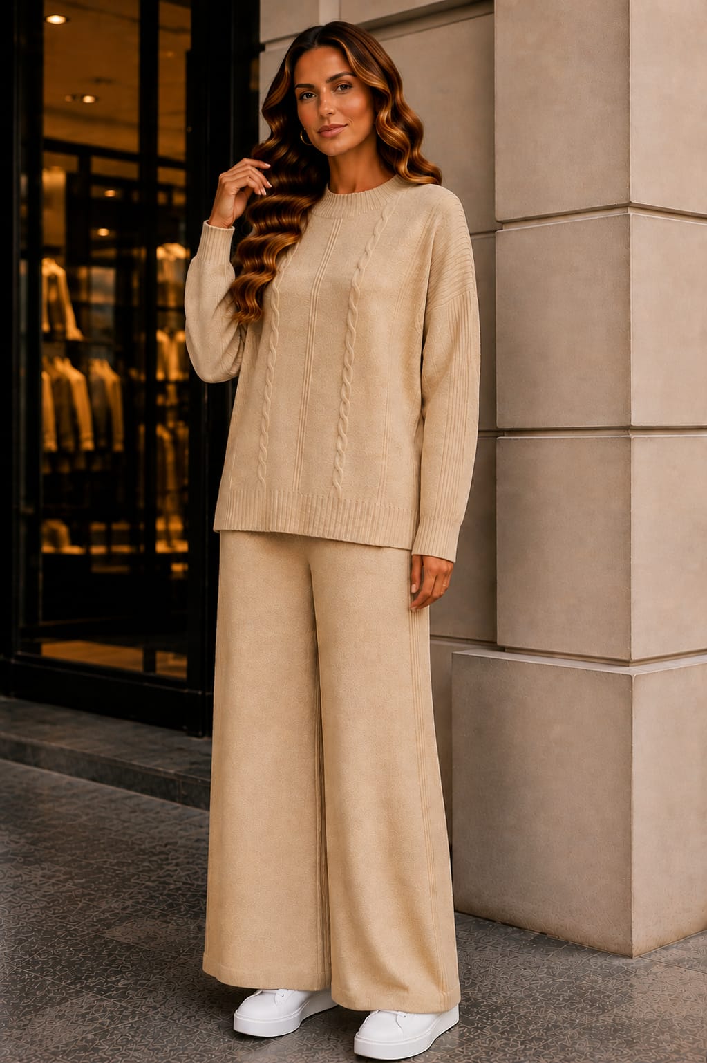 🤎Compleu Lorenza „Împletit Elegant” din tricot fin