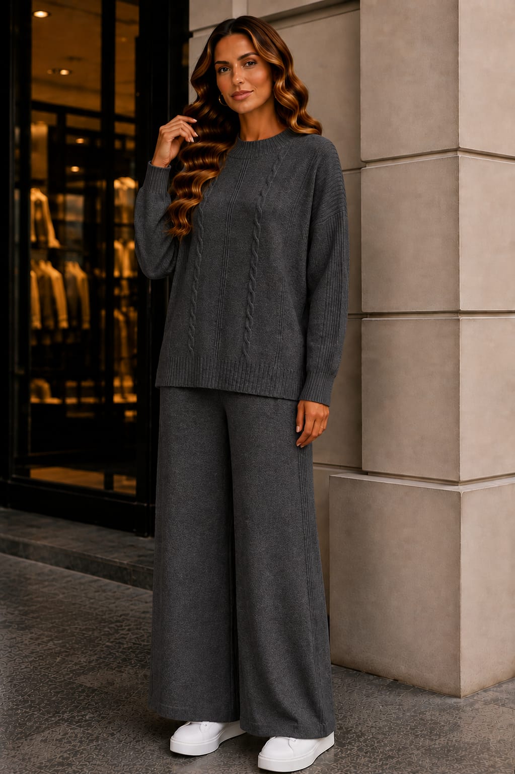 🤎Compleu Lorenza „Împletit Elegant” din tricot fin