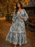 Rochie „Maria” – Mătase Indiană, Croială Maxi cu volănașe