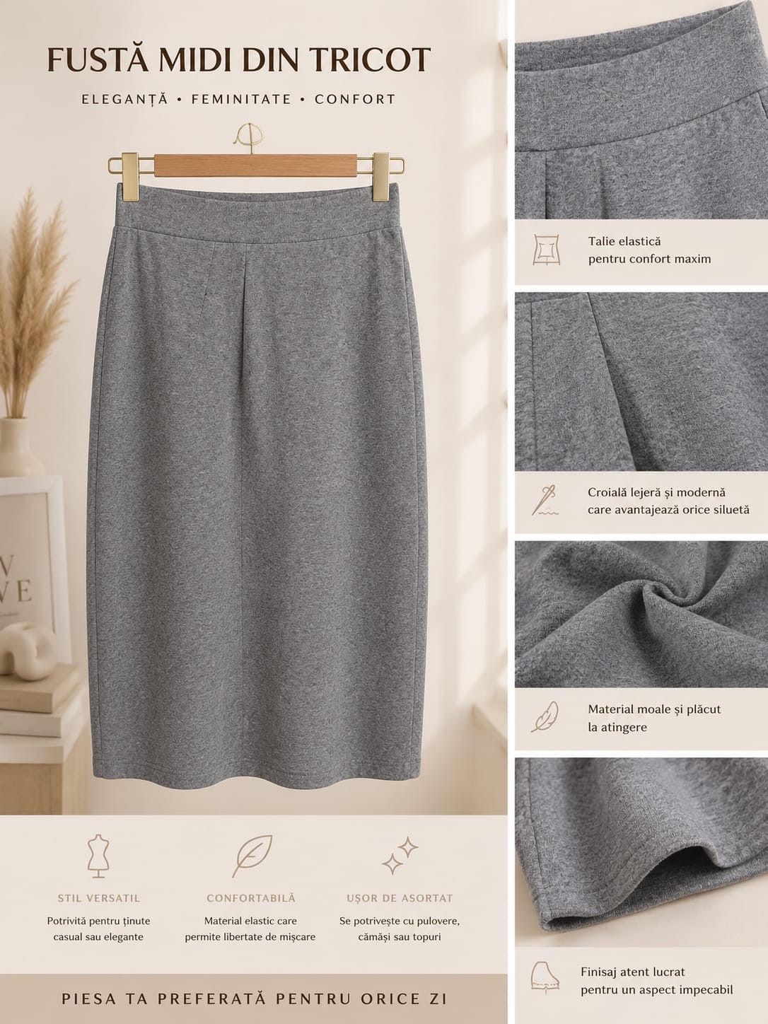 Fustă Midi Amelia – Tricot Fin