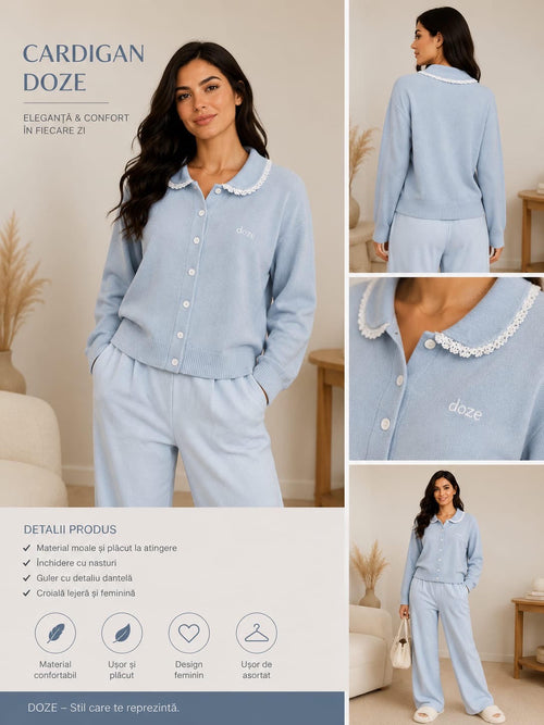 Cardigan Amelia - Tricot fin cu emblema brodată
