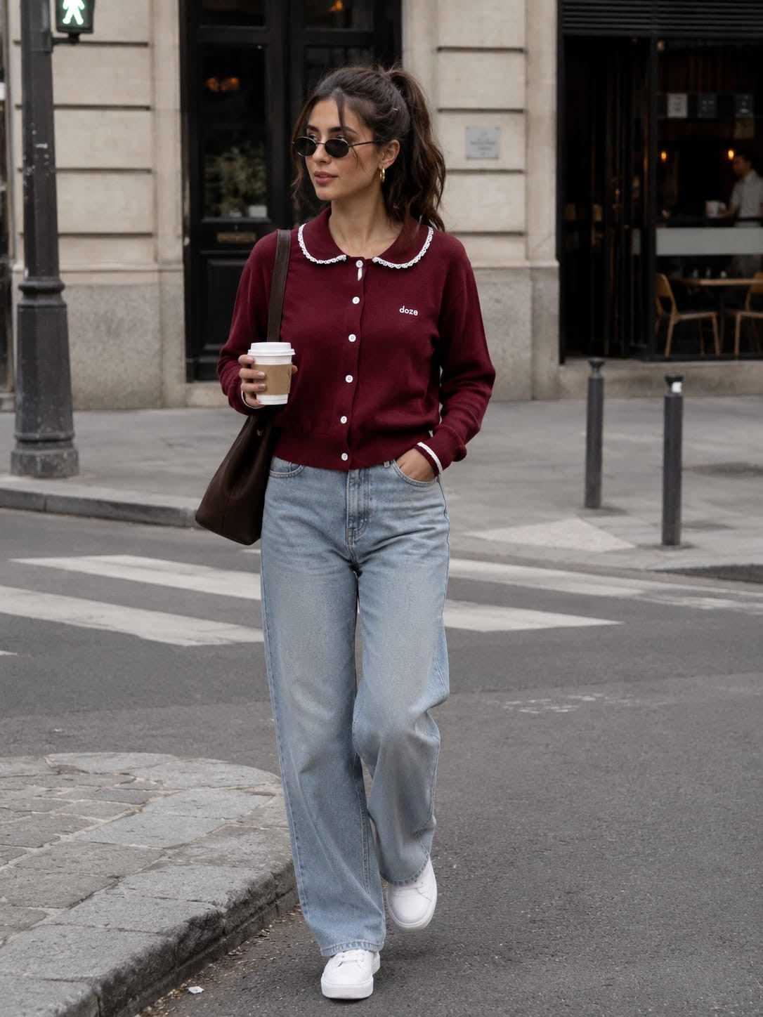 Cardigan Amelia - Tricot fin cu emblema brodată